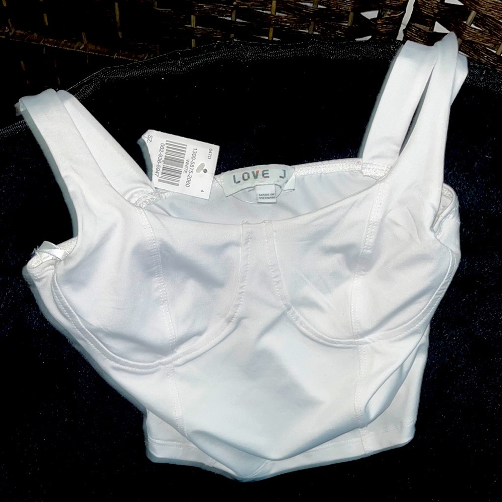 New With Tags Love J, White CropTop Size Small